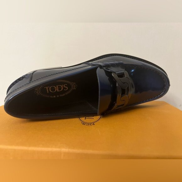 NIB Tods ‘Kate’ Chain Baltic Blue Patina Moccasin Loafers 8EU/9US $895.00 *2024* main image 9